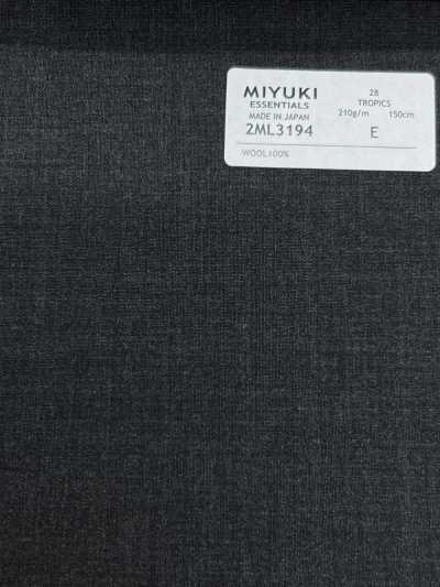 2ML3194 26SS Miyuki Stoff MIYUKI Essentials TROPICS Anthrazitgrau Uni