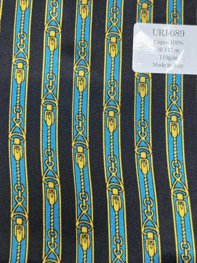 URJ-089 In Italien hergestelltes, bedrucktes Futter aus 100 % Cupro, Zipper Blue
