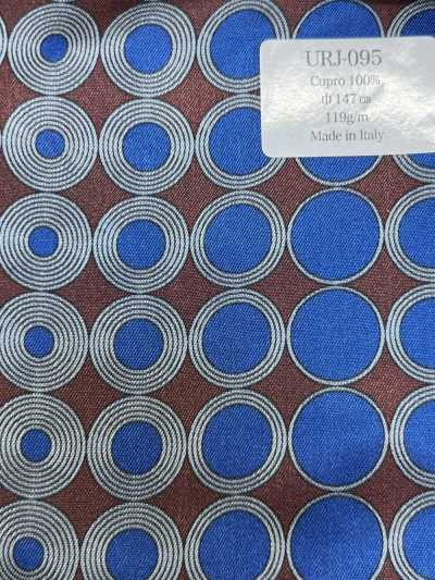 URJ-095 Hergestellt in Italien Cupro 100 % Bedrucktes Futter Mehrfarbig gepunktet Blau x Braun