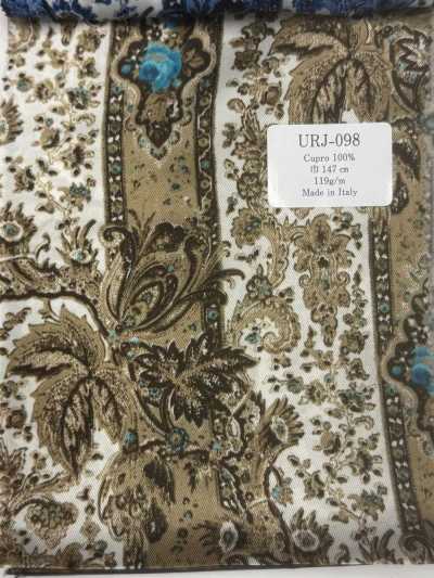 URJ-098 In Italien hergestelltes, bedrucktes Futter aus 100 % Cupro, braunes Paisley-Muster