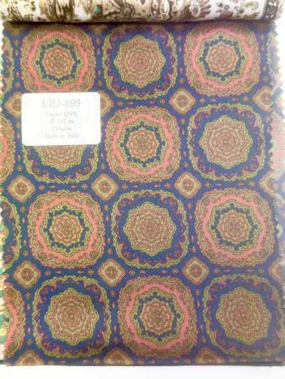 URJ-099 In Italien hergestelltes bedrucktes Futter aus 100% Cupro, Blumenmuster