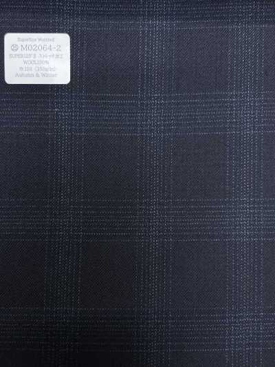 M02064-2 KUNISHIMA1850 Exklusive Linie [Superfeines Kammgarn] Marine Melange-Karo