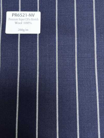 PR6521-NV Klassisches Premium Super120's Stretch-Streifen-Marineblau aus Japan