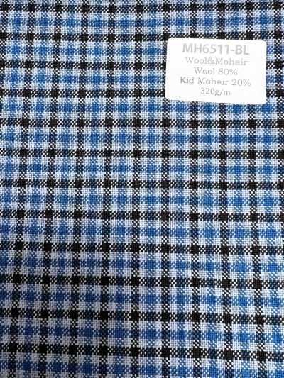 MH6511-BL Standard japanischer Woll-Mohair-Kammgarnstoff (Tonic Style) kariert blau