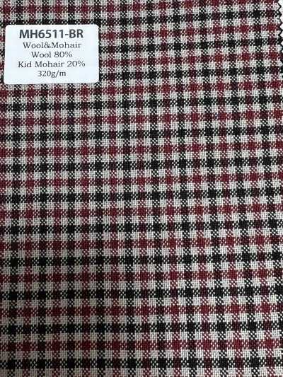 MH6511-BR Klassisches in Japan hergestelltes Woll-Mohair-Kammgarn im Tonic-Stil, Karo, Braun
