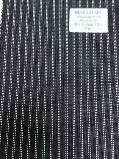 MH6521-BK Standard-Woll-Mohair-Worsted aus japanischer Herstellung (Tonic-Stil), Streifen, Schwarz