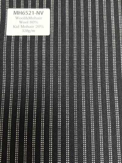MH6521-NV Standard-Woll-Mohair-Kammgarn aus Japan (Tonic-Stil) Streifen Marineblau