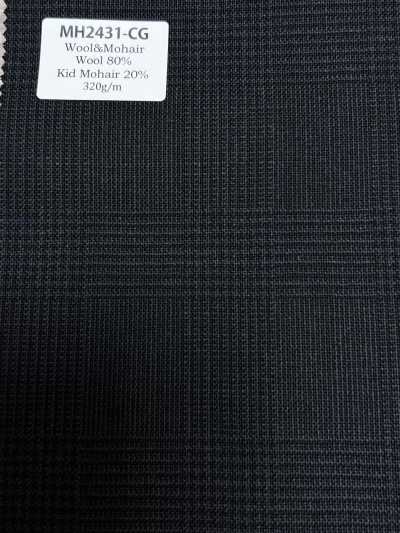 MH2431-CG Standard Kammgarn aus Wolle und Mohair, Made in Japan (Tonic Style), Karo, Anthrazitgrau