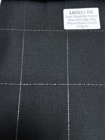 LA5531-DG Standard japanisch gefertigtes Seiden-Lamé-Woll-Stretch-Karo