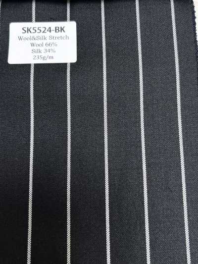 SK5524-BK Standard Made in Japan Seide Wolle Stretch Streifen Schwarz