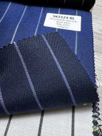 SK5524-BL Standardmäßiger Japanischer Woll-Seiden-Stretchstreifen In Marineblau[Textil] Weitere Fotos