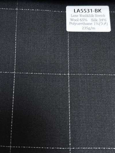 LA5531-BK Klassisches in Japan hergestelltes Seiden-Lamé-Woll-Stretch-Karo Schwarz