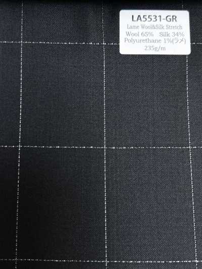 LA5531-GR Klassisches Made in Japan Seiden-Lame-Woll-Stretch-Karo Grün