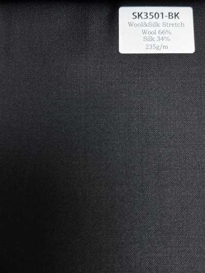 SK3501-BK Standard japanisch hergestellter Seiden-Woll-Stretch Schwarz