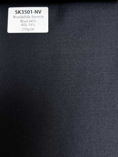 SK3501-NV Standard, in Japan hergestellter Seiden-Woll-Stretch, Marineblau