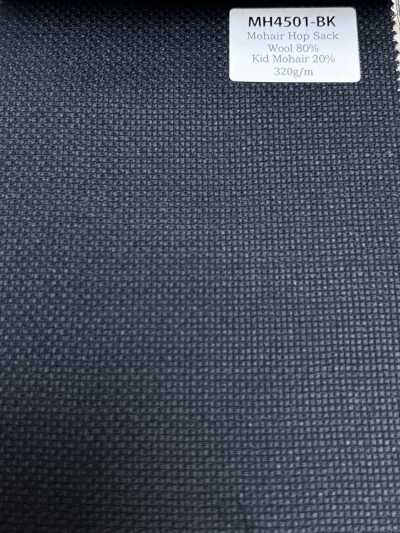 MH4501-BK Standard-Mohair-Hopsack, japanische Herstellung, Schwarz