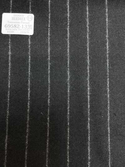 69582-13 26AW HERDREX [Tasmanian Flannel] Schwarzer Streifen aus Seide und Wolle
