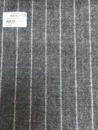 69582-69 26AW HERDREX [Tasmanischer Flanell] Seide und Wolle, hellgrau gestreift