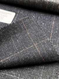 56CN5231 CANONICO Woll-Seide-Leinen Fancy Anzugstoff Marineblau/Braun mit Fensterkaro[Textil] CANONICO Weitere Fotos