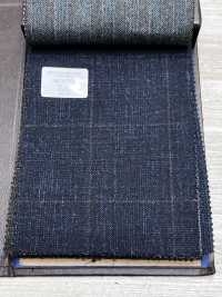 56CN5231 CANONICO Woll-Seide-Leinen Fancy Anzugstoff Marineblau/Braun mit Fensterkaro[Textil] CANONICO Weitere Fotos