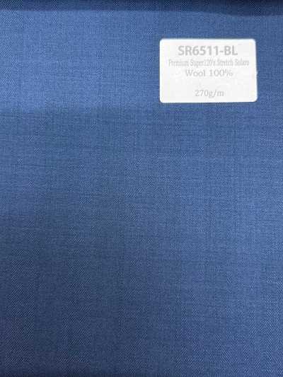 SR6511-BL Standard, in Japan hergestellt, Premium Super 120's, Einzelfaden, Stretch, Solaro, Blau, ohne Muster
