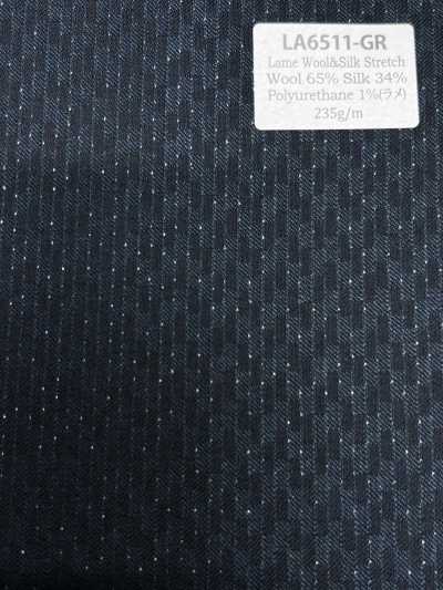 LA6511-GR In Japan hergestellter Seiden-Lame-Wollstretch mit grünen Streifen