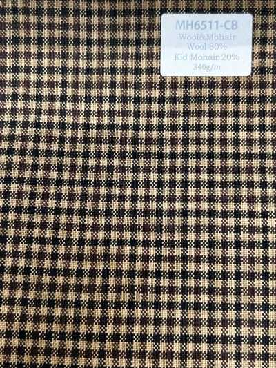 MH6511-CB Standard japanisch gefertigtes Woll-Mohair-Kammgarn (Tonic Style) Kamelbraun kariert