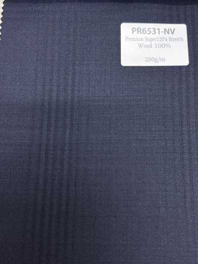 PR6531-NV Standard, in Japan gefertigtes Premium Super 120's, einfachfädiger Stretch-Streifen in Marineblau
