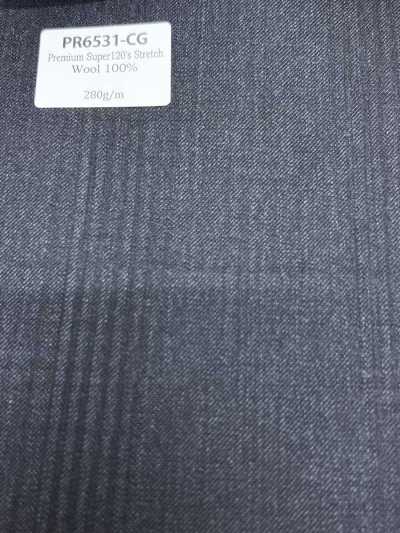 PR6531-CG Standard Inland Premium Super 120's Einfachgarn Stretch-Streifen Anthrazit Cordsamt Grau