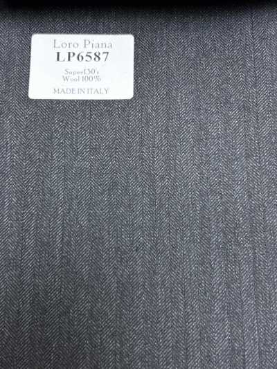 LP6587 Loro Piana Super130's graues Fischgratmuster