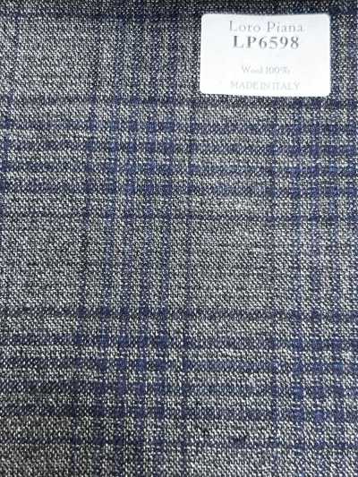 LP6598 Loro Piana Grau x Marineblaues Karo