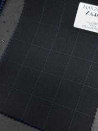 ZA4641 MARZOTTO Super110's Schwarz x Blau besticktes Karomuster[Textil] HOSOI SYOJI Weitere Fotos