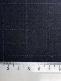 ZA4641 MARZOTTO Super110's Schwarz x Blau besticktes Karomuster[Textil] HOSOI SYOJI Weitere Fotos