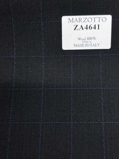 ZA4641 MARZOTTO Super110's Schwarz x Blau besticktes Karomuster