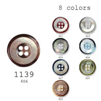 1139 Hergestellt in Japan, natürlicher Muschel-/Polyester-Knopf für Anzüge und Jacken