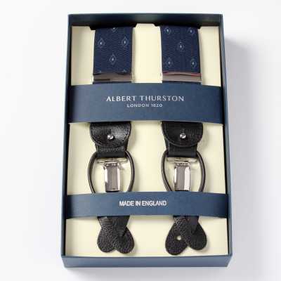 AT-12 Albert Thurston Hosenträger mit Rautenmuster 35 mm Marineblau