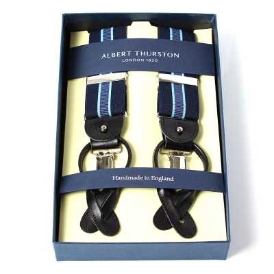 AT-2266-NV Albert Thurston Hosenträger, gestreift, 35MM, Marineblau