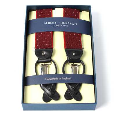 AT-2313-WI Albert Thurston Hosenträger mit Punktmuster 35MM Weinrot