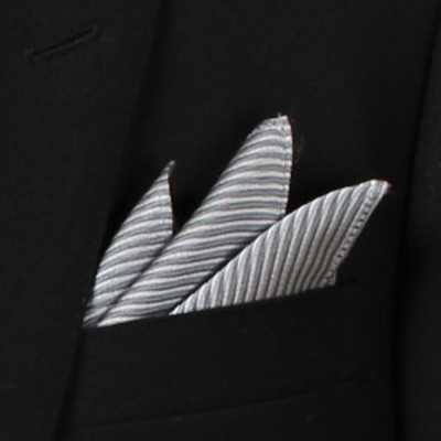 CF-3005 Hergestellt in Japan Jacquard-Einstecktuch gestreift Grau
