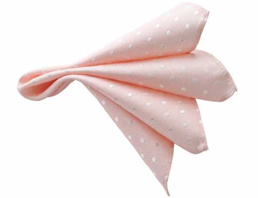 CF-974 In Japan hergestelltes Seiden-Einstecktuch, rosa Punktmuster