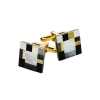 CL-2 Quadratische Manschettenknöpfe Schwarz & Gelbgold