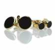 F-1 Formelles Manschettenknopf- und Knopfset Onyx Gold Rund