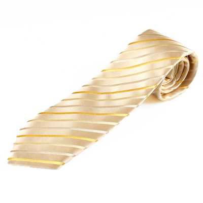 HVN-07 Handgefertigte Krawatte aus VANNERS-Stoff, gestreift, Gold