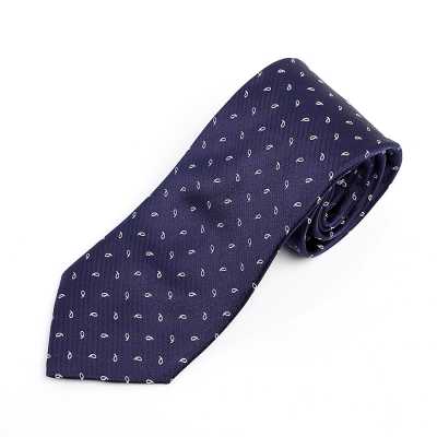HVN-23 Handgefertigte Krawatte aus VANNERS-Stoff, Paisley-Punkt-Muster, Marineblau