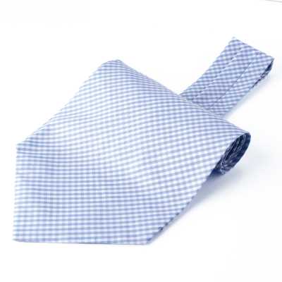 RAS-05 Ascot-Krawatte aus Ring Heart-Stoff, Sax-Gingham-Karo