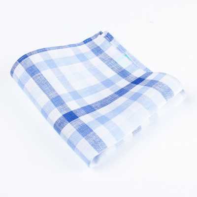 RCF-7047-10 Taschentuch mit Blockkaro in Weiß/Blau aus Ringhart-Stoff, hergestellt in England