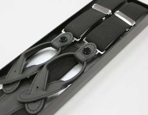 SR-202 In Japan hergestellte Hosenträger, Y-Form mit Lederbändern, Schwarz