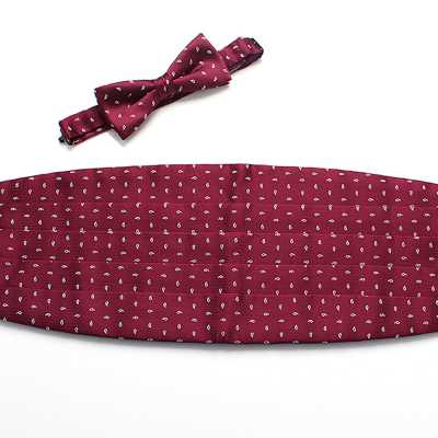VCM-24 Kummerbund aus VANNERS-Stoff, Paisley Dot, Weinrot