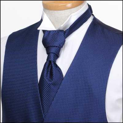 VYT-09 Britische VANNERS-Seiden-Ascot-Krawatte (Euro-Krawatte), Hahnentrittmuster, Marineblau